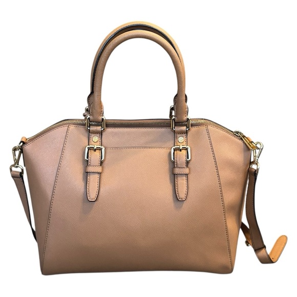 MICHAEL Michael Kors Ciara Purse Satchel Travel Tote Bag Leather Camel Tan Gift - Picture 3 of 7